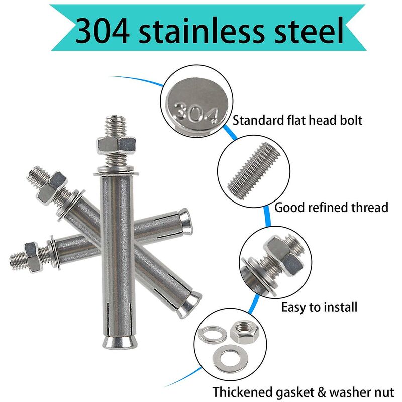 M8X80Mm Hex Expansion Bolts 304 Stainless Steel Expansion Screws Heavy Duty Concrete Anchors Fixing Screws For Wall โ image 4