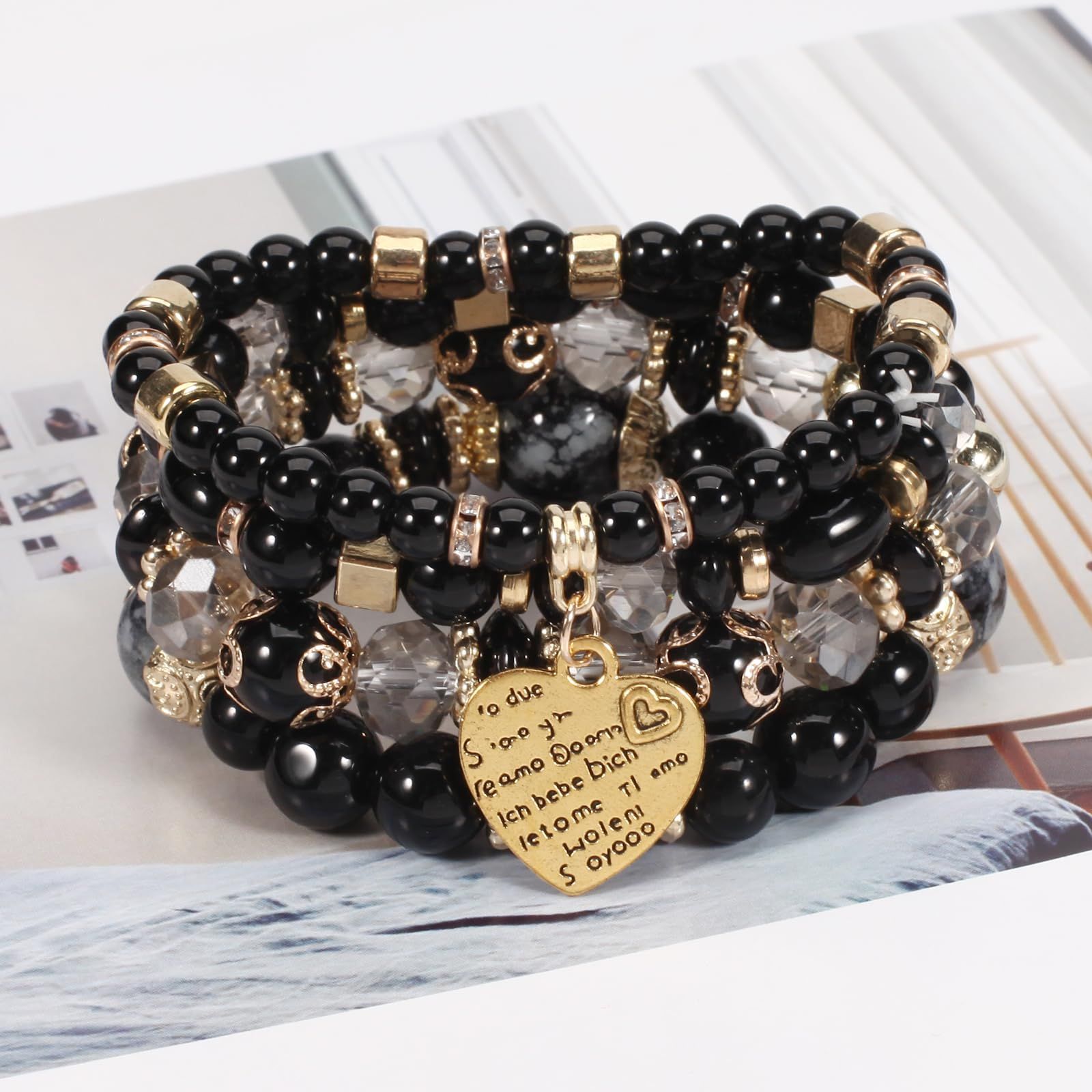 2 pcs Bohemia Bracelets for Women Girls Vintage Stackable Beads Bracelets Charm Stretch Beach Jewelry — image 4