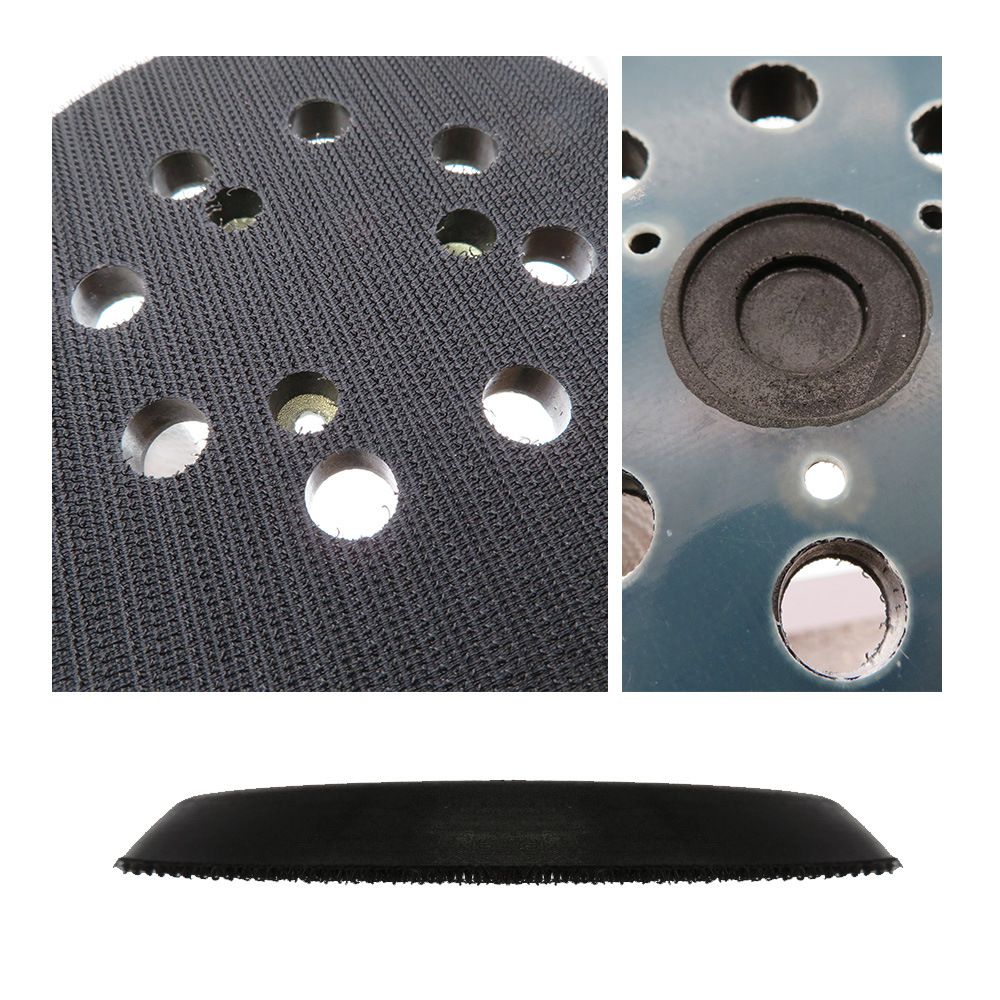 5 Inch 8 Holes Backing Pads - Hook & Loop Sander pad for Drill Tools Clean the sponge polishing disc chassis (1 Pack) (Black) โ image 2