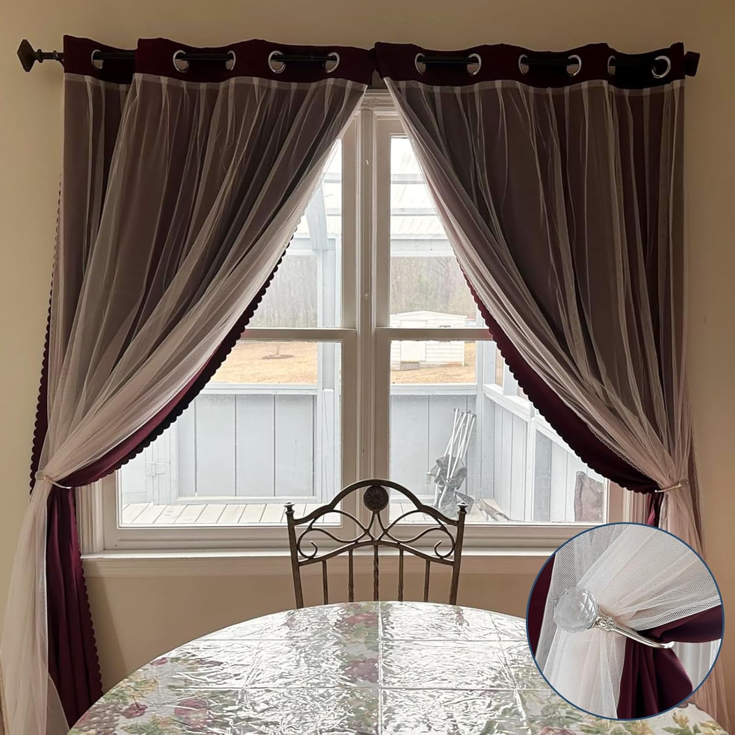 Curtain Holdbacks Silver Wall Mounted Curtain Holders Window Drapery Tiebacks with Clear Crystal Ball Quality Metal Curtain Tiebacks Curtain Hooks with Screws — image 5