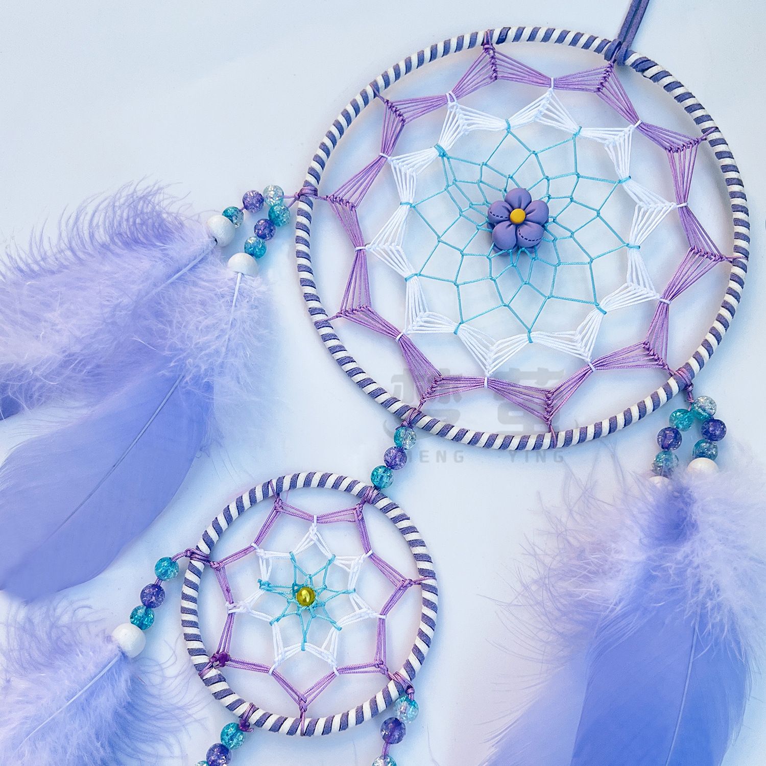 Purple Flower Dream Catchers Feathers Bohemian Handmade Home Wall Hanging Decoration Fairy Dream Catcher — image 4