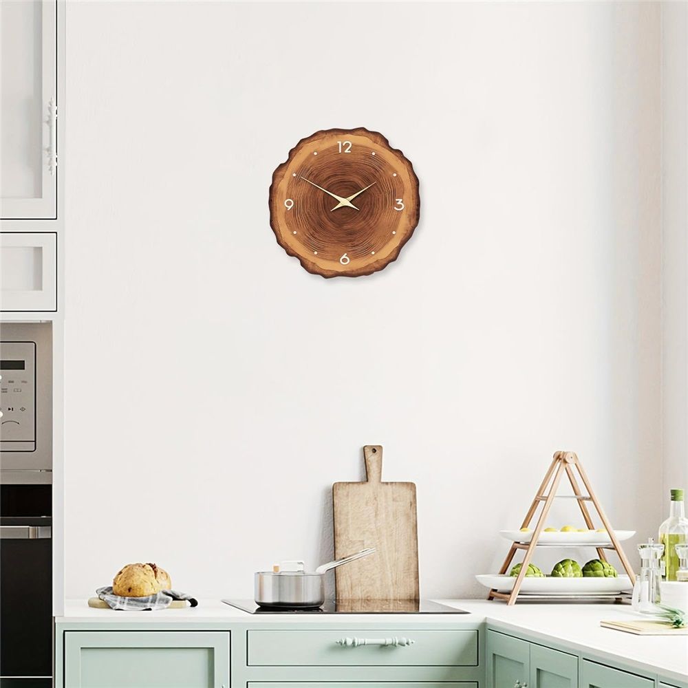Rustic Wall Clock Silent 12 Inch Battery Operated Wooden Home Decor for Bathroom Kitchen Bedroom Living Room — image 4