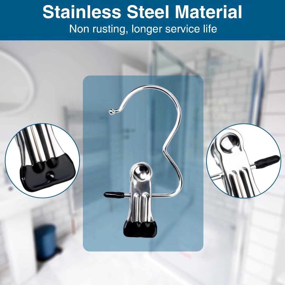 6PC Clothes Pins, Hangers with Clips, Stainless Steel Hanger Clips, Hanger Hooks for Closet, Travel, Socks, Bags โ image 2