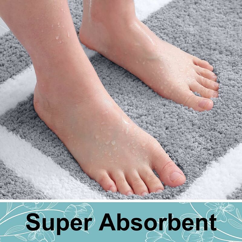 Non-Slip Bath Mat, Soft Microfiber Bathroom Mat, Absorbent High Pile Bath Mat, Machine Washableable - 40 × 60 Cm - Grey — image 4