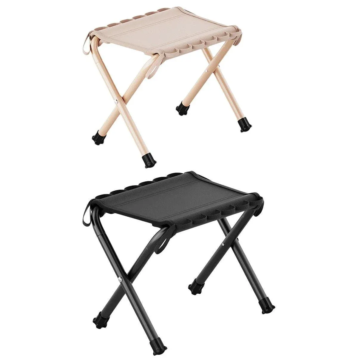 Outdoor Foldable Bench Stool Portable Camping Chair for Hiking Picnic Travel - Khaki — image 3