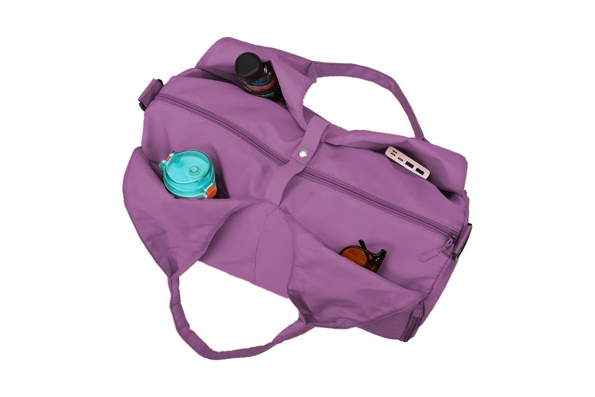 Gym Tote Bag with Shoe Compartment and Wet Dry Storage Pockets for Women Travel Duffel Bag Yoga Gym Bags with Yoga Mat Holder -Purple โ image 2