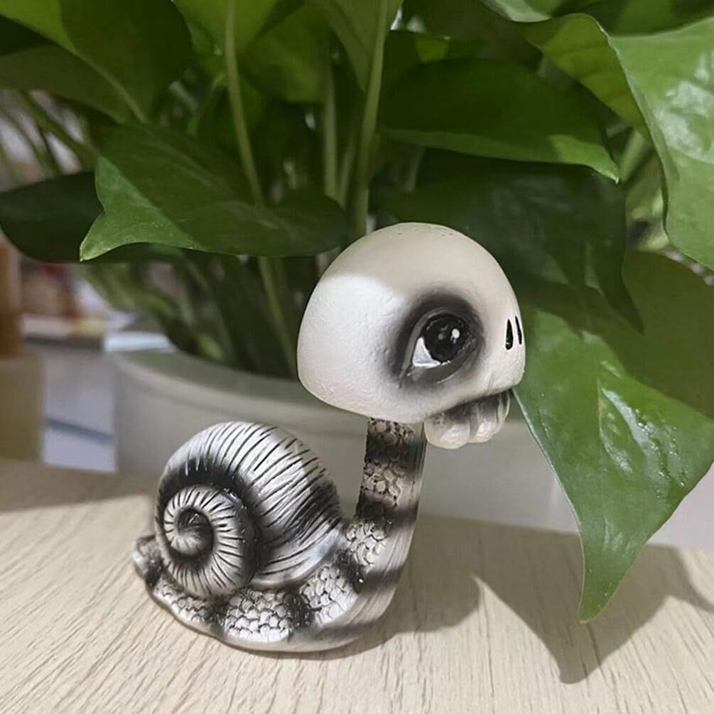 Skull Snail Statue Shaking Head Snail Figurine Halloween Animal Skull Mini Bobbleheads Figures Skeleton Doll Party Car Dashboard โ image 2