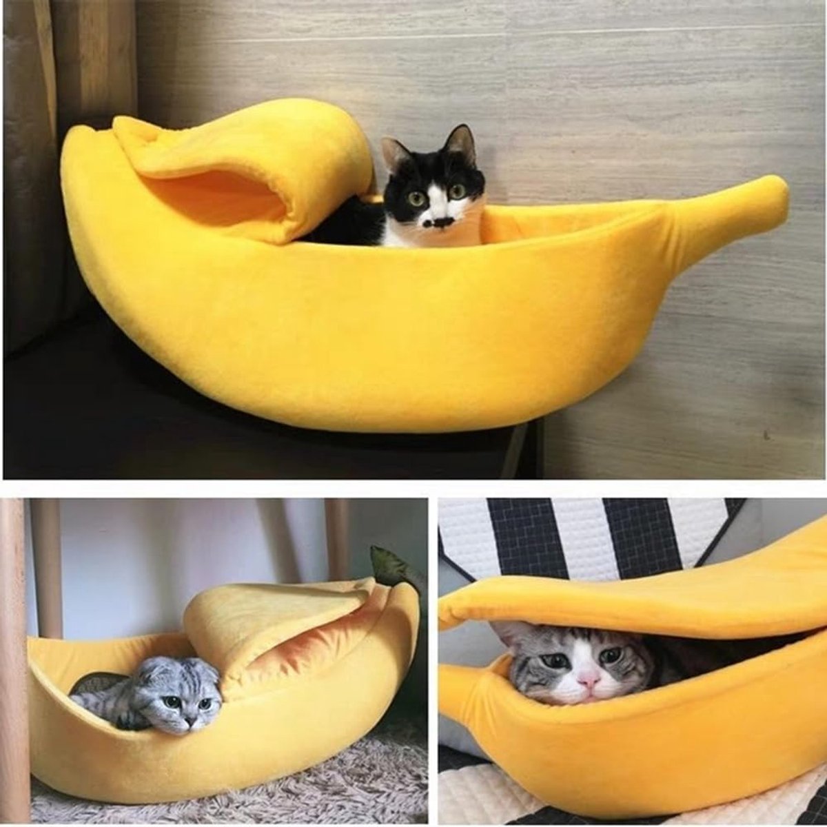 Banana-shaped pet bed - Creative dog and cat kennel - Warm and soft plush puppy mat - Cute fruit design for cats, kittens, and dogs - Available in various — image 5