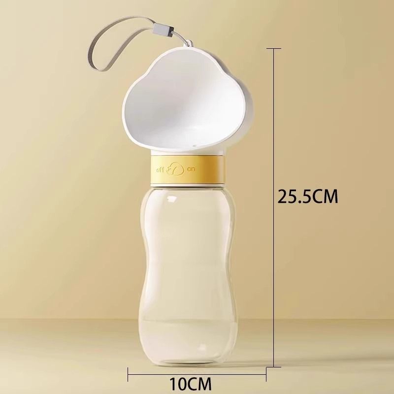 600ml Portable Pet Outdoor Water Cup, Leak-Proof Travel Water Dispenser - White — image 2
