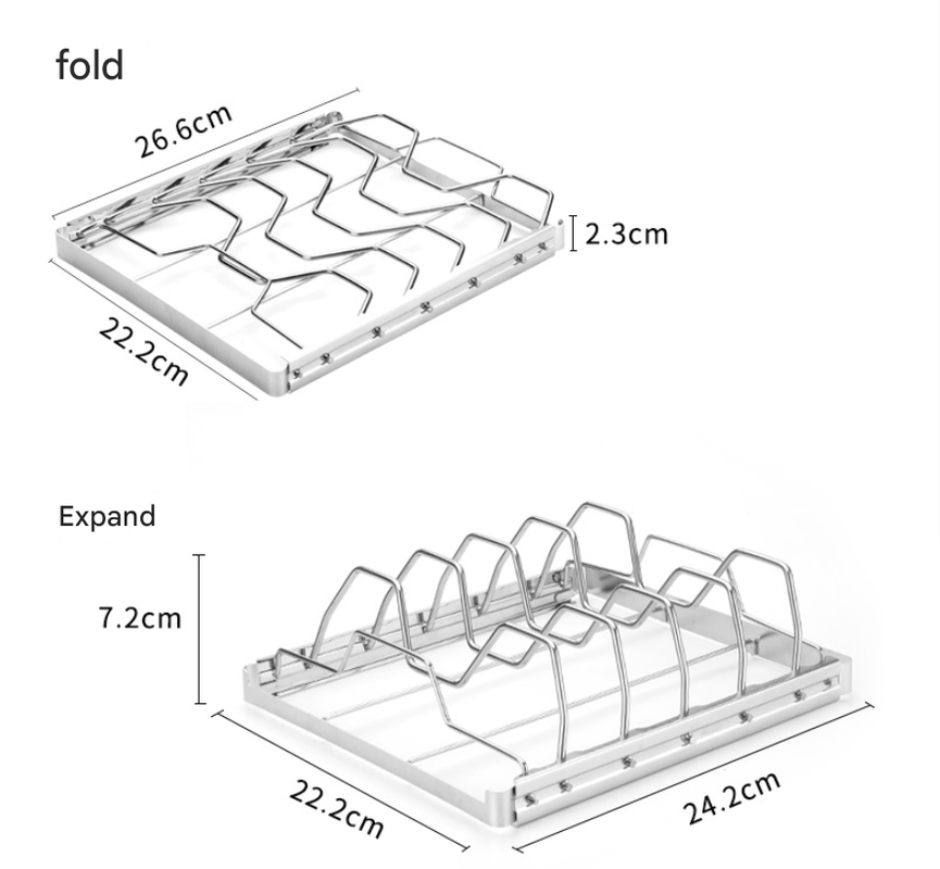 2-Pack Foldable Stainless Steel Rib Racks(26.6 x 22.2 x 2.3 cm) — image 2