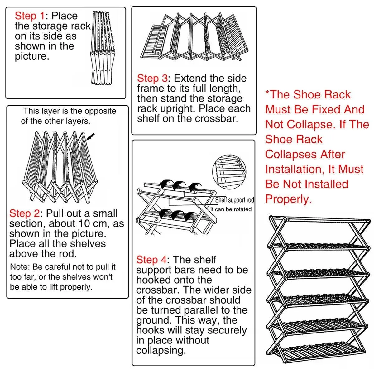 6 Tier Folding Shoe Rack Home Shoe Storage Organizer Space Saving for Shoes — image 4