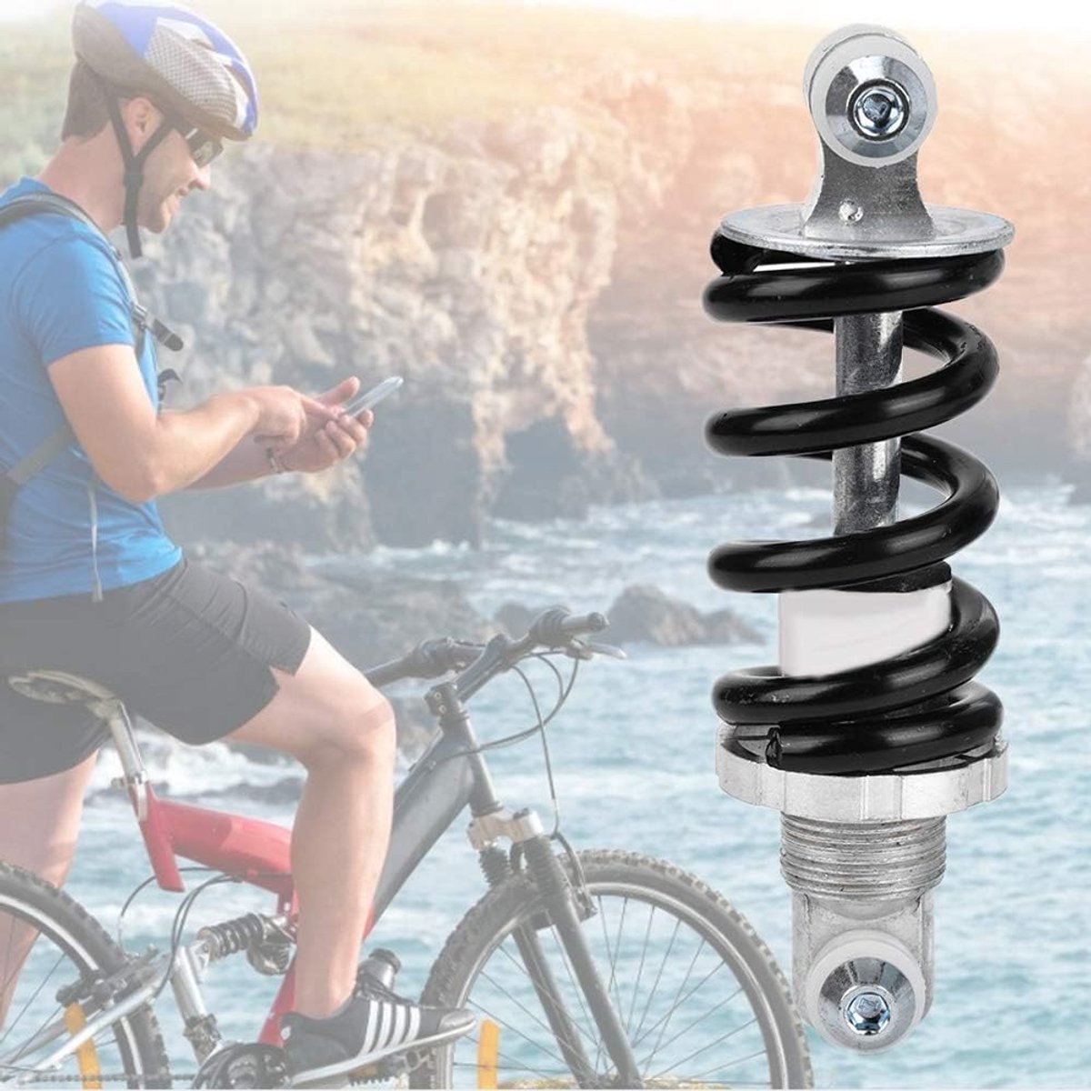 Bicycle shock absorber - Rear bicycle spring shock absorber - Metal - Mountain bike rear suspension shock absorber - Spring shock absorber - Bicycle โ image 2