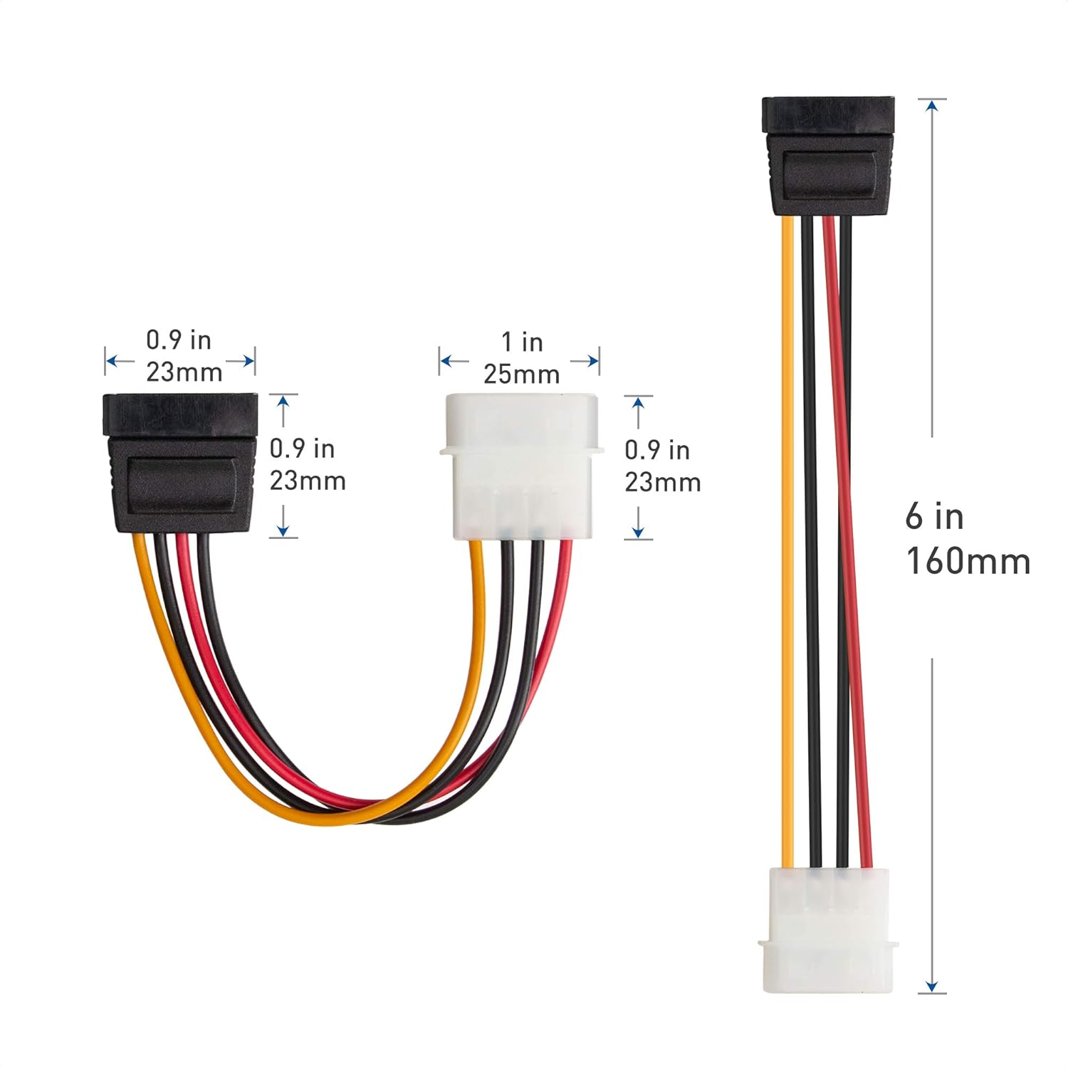 3-Pack 4 Pin Molex to SATA Power Cable (SATA to Molex) - 6 Inches โ image 5