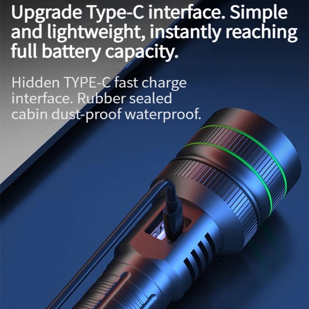 Rechargeable LED Flashlight - Military Flashlight - 5000 lumens - 26650 rechargeable battery - 6 modes - Power bank function - IP67 waterproof — image 5