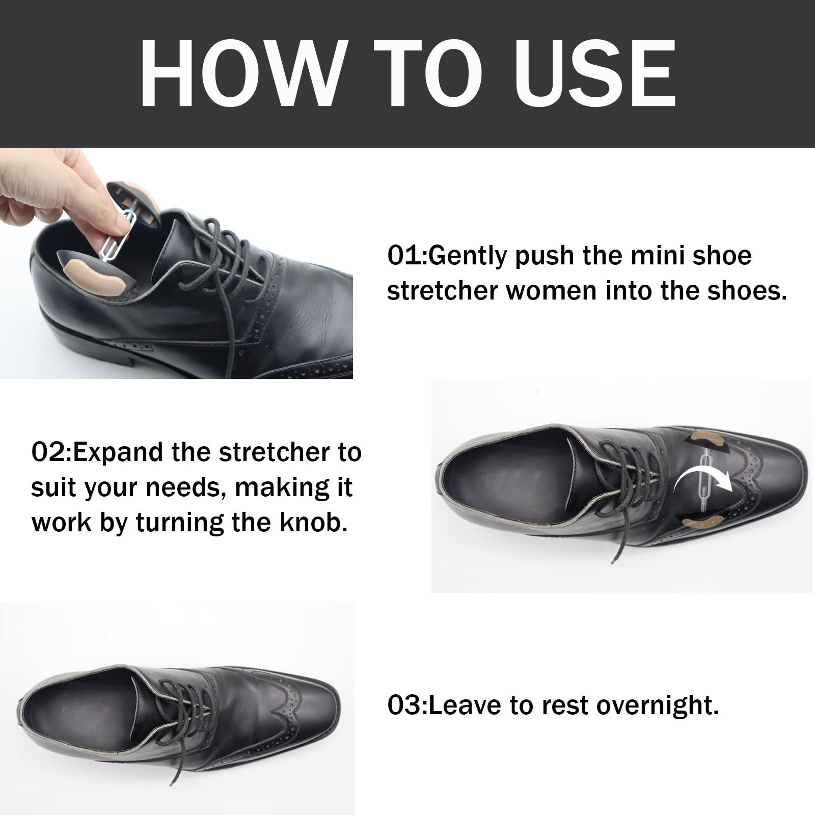 Women Men, Non-Slip Shoe Widener Expander Trees for Men Women Wide Feet Adjustable 1 Pair (Black) โ image 4