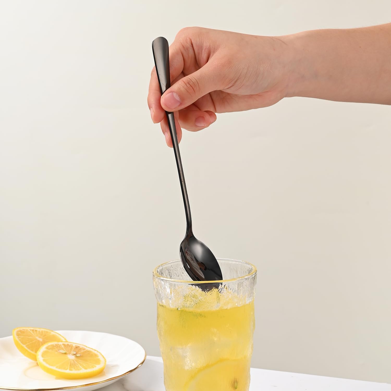 7.5 Inches Black Coffee Stirring Spoons Set,Set Of 8 Stanless Steel Iced Teaspoons,Long Handle Mixing Spoons For Cocktail And Sundae,Long Ice Cream Spoons — image 6