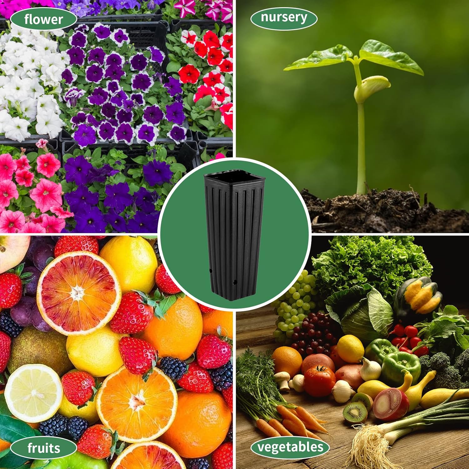 50 Pcs 12" Tall Tree Pots Plastic Deep Nursery Pots Tall Nursery Tree Pots Plant Deep Seedling Pots, Flower Plant Container Pots with 3 Pcs Garden Tools for — image 6
