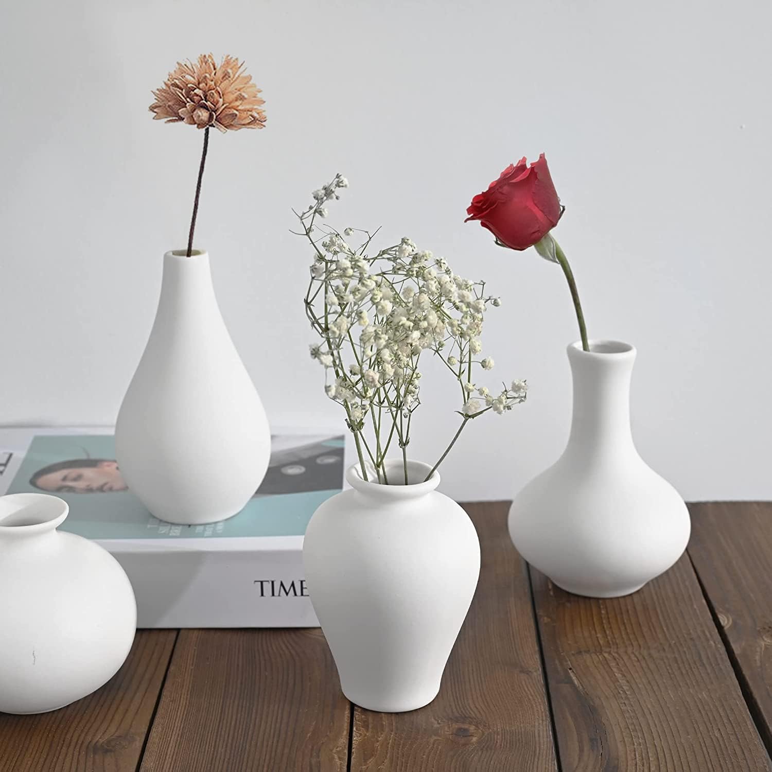 Ceramic Set of 5 White Vases for Home D�cor — image 5
