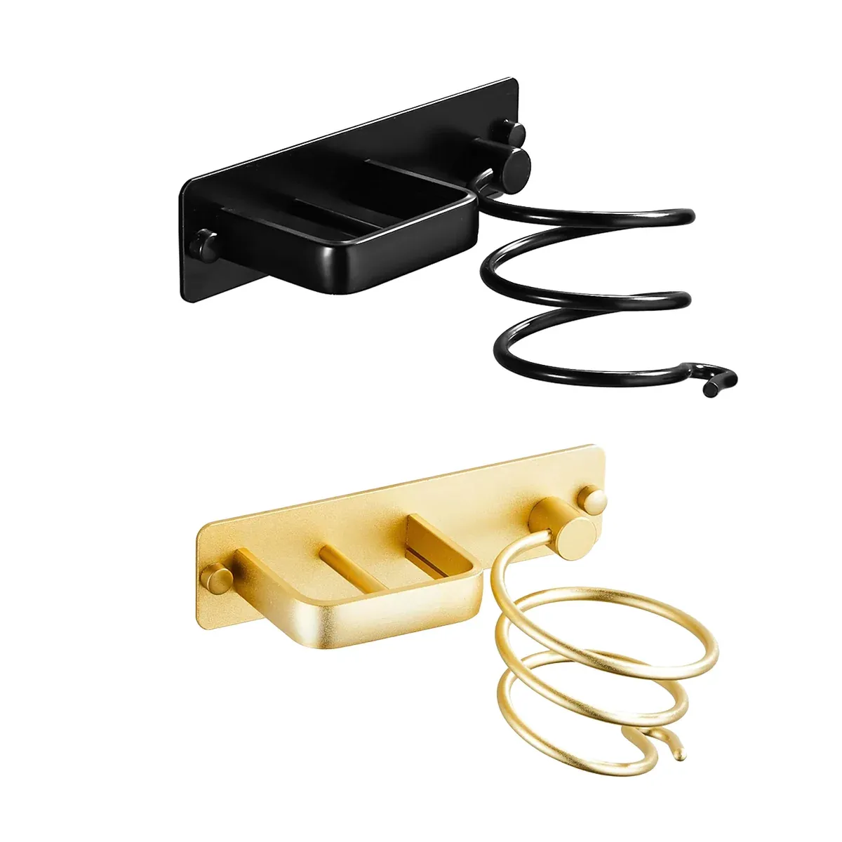 Wall Mounted Hair Dryer Holder Bathroom Hair Straightener Storage Rack Home Use - Black β image 3