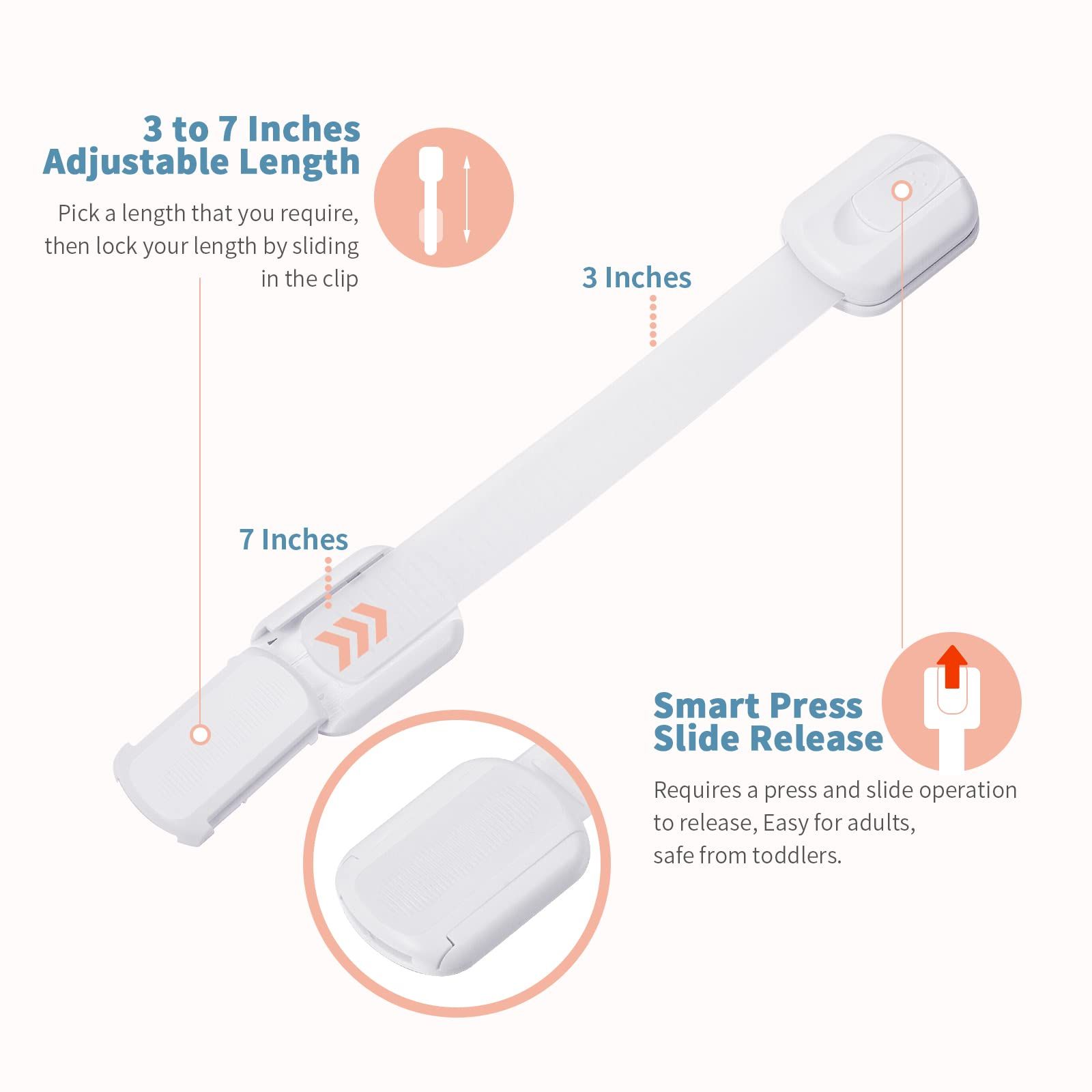 Locks (6 Pack) for Fridge,Cabinets,Drawers,Dishwasher & More,Toilet- Adjustable Strap,No Drilling Required,Easy Installation โ image 2