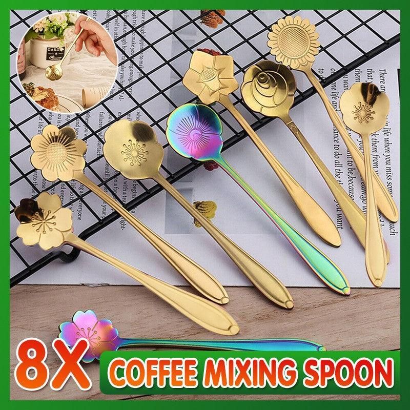 8X Spoon Long Handle Dessert Tea Coffee Mixing Spoon Stainless Steel Teaspoon - Gold โ image 2