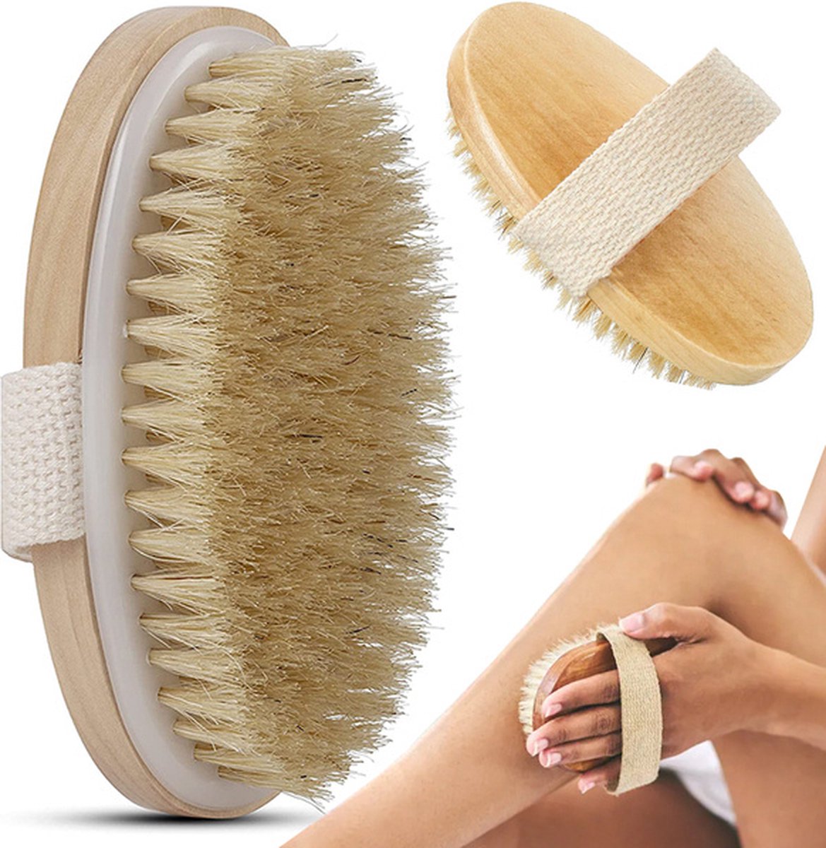 Bath Brush - Dry Brushing - Dry Brush - Body Brush - Skin Brush - Shower Brush - Bath & Shower Accessories - Skin Brush with Natural Bristles - Skin