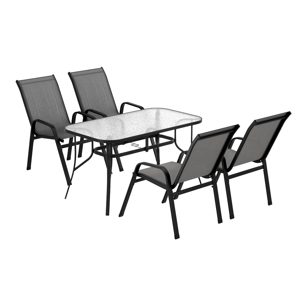 Gardeon 5PC Outdoor Dining Set Table and Chairs Patio Furniture Bistro Set Garden Grey — image 3