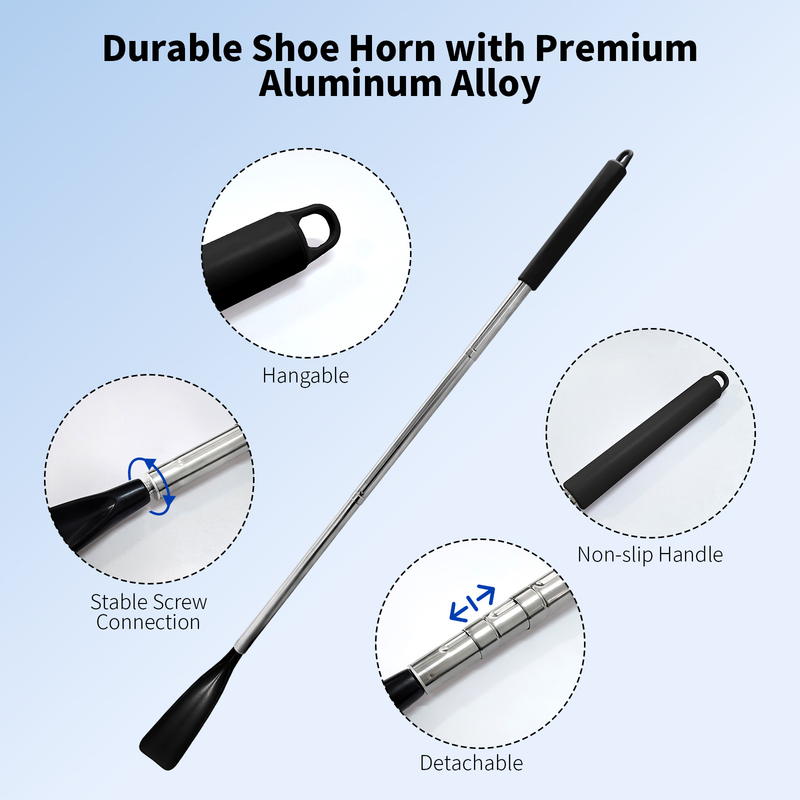 Retractable Stainless Steel Long Handle Shoe Horn, Portable No-Bend Shoe Helper for Elderly Pregnant Kids — image 6