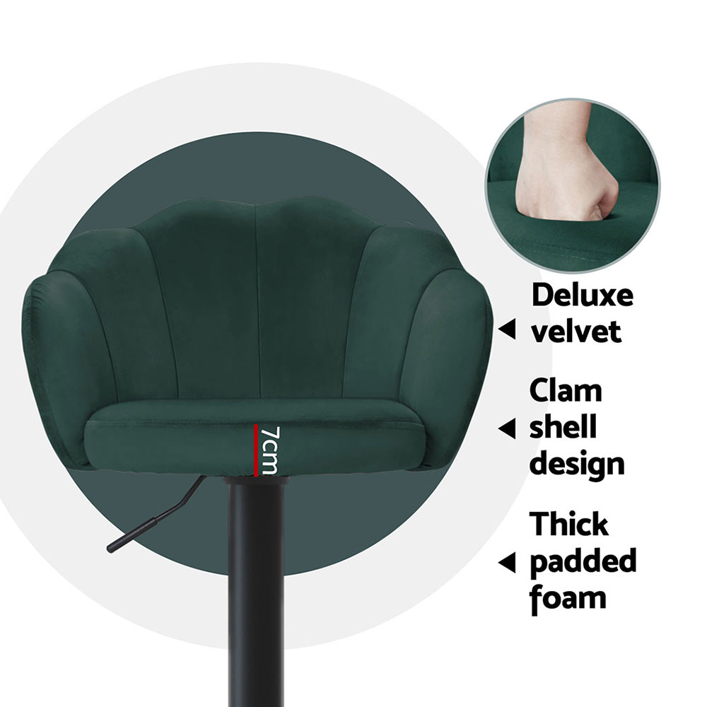 Artiss 4x Bar Stools Gas Lift Velvet Green — image 5
