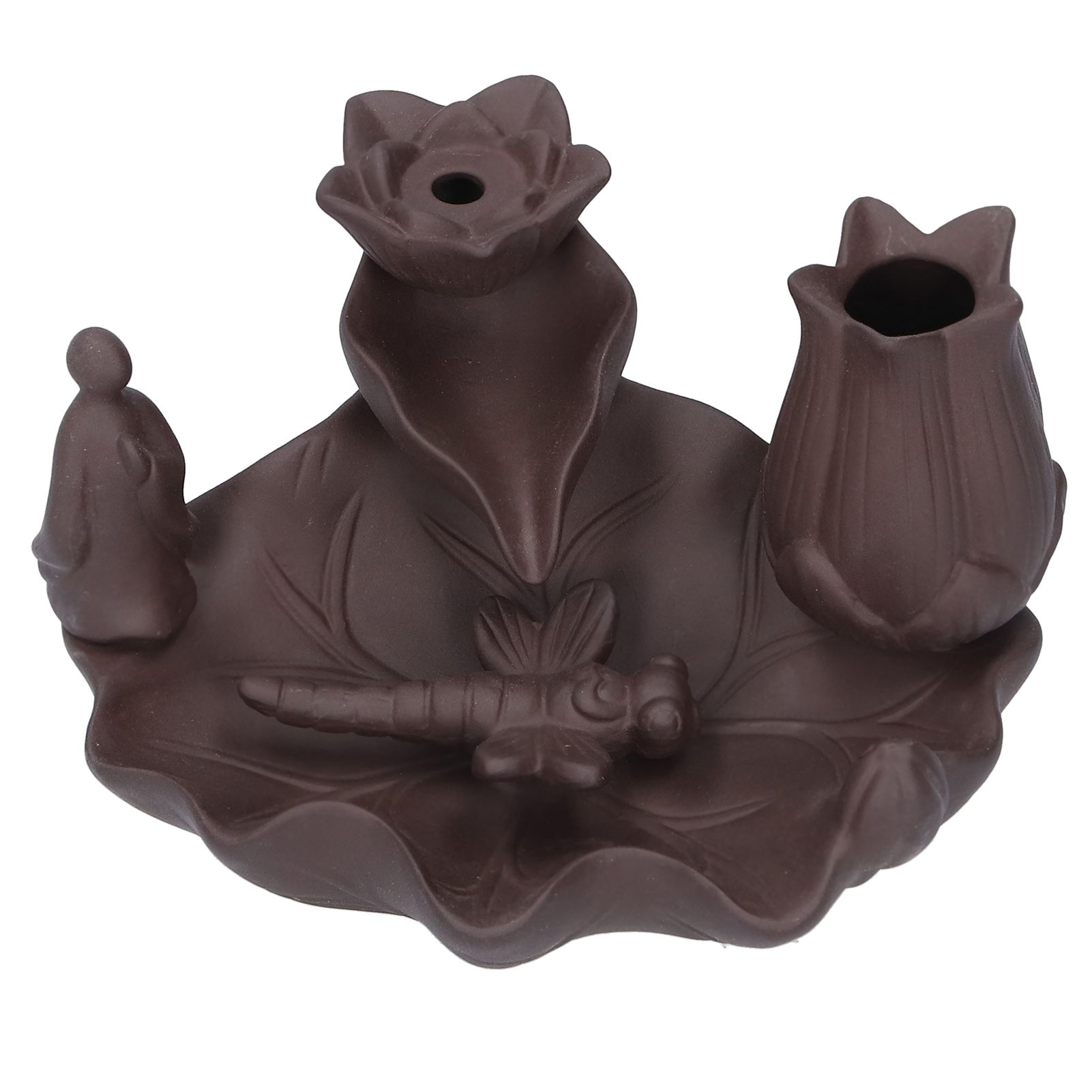 Incense Burner Red Porcelain Dragonfly Shape Backflow Smoke Waterfall Sandalwood Home Decor — image 4