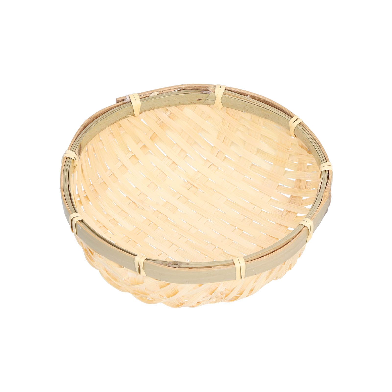 Fruit Basket Hand Woven Bamboo Mini Multifunctional Sturdy Serving Basket Tray for Living Room Kitchen 15x5cm — image 6
