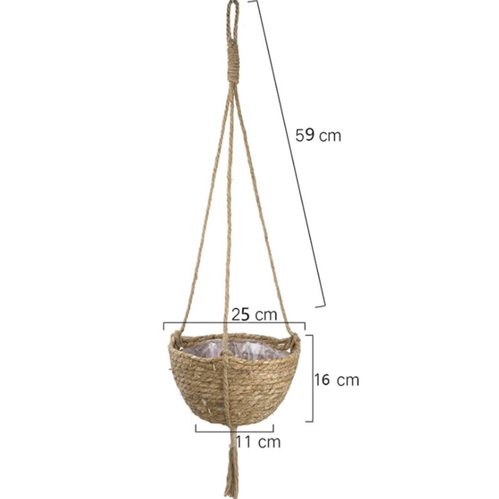 Natural Hanging Seagrass Plant Baskets Dural Layer Flower Planting Basket Holder Garden Decor — image 6