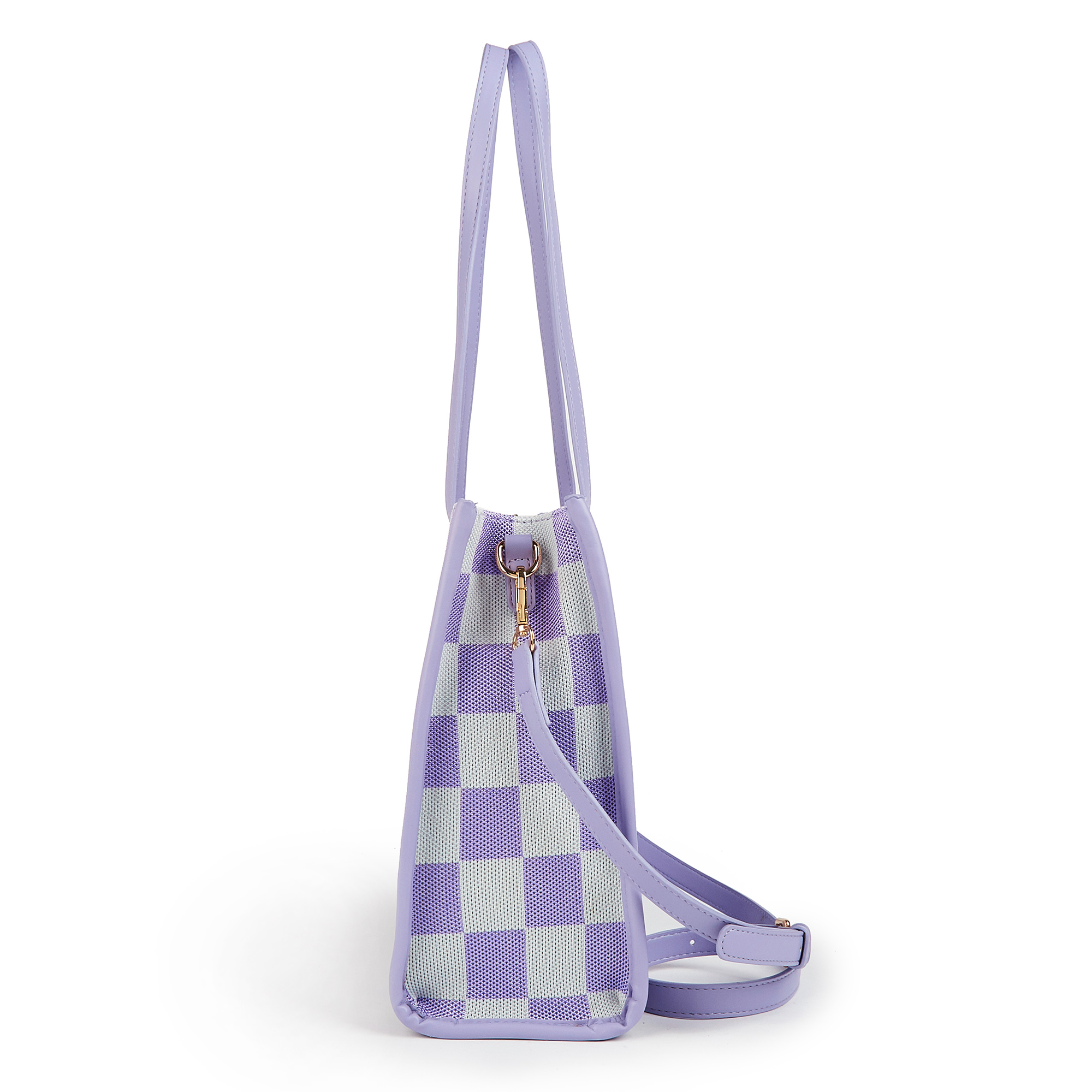 "Taro Mud Chessboard" light purple tote bag | two-in-one handbag and cross-body bag, can hold a computer + documents + girly heart, gentle to the point of — image 4