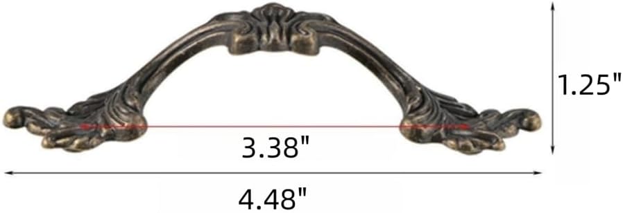 6-Pack French Drawer Pulls - Antique Brass, 3.38" Hole Centers, Vintage Shabby Chic Pulls for Dresser Nightstand Cabinet — image 2