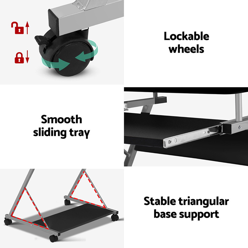 Artiss Computer Desk Mesh Office Chair Set Desks with Keyboard Shelf Try Black โ image 5