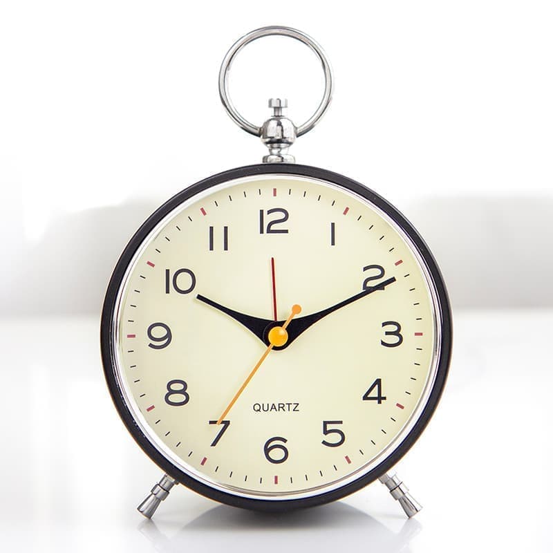 Silent Analog Alarm Clock with Snooze Button, Black, 16x11 cm — image 2
