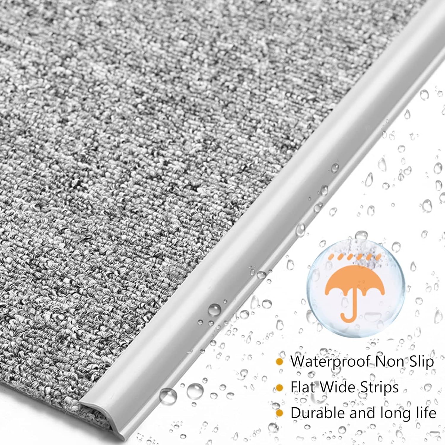 Carpet Edge Binding Trim, Self Adhesive Grey Floor Transition Strip/Rugs Edging Bar for Indoor Doormat Protect, Flexible PVC Seal Molding for Robot Vacuum — image 2