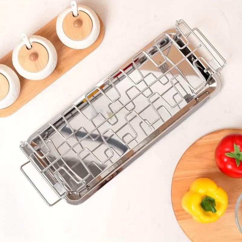 Foldable Stainless Steel Barbecue Grill Rack for Chicken Legs Outdoor Cooking — image 6