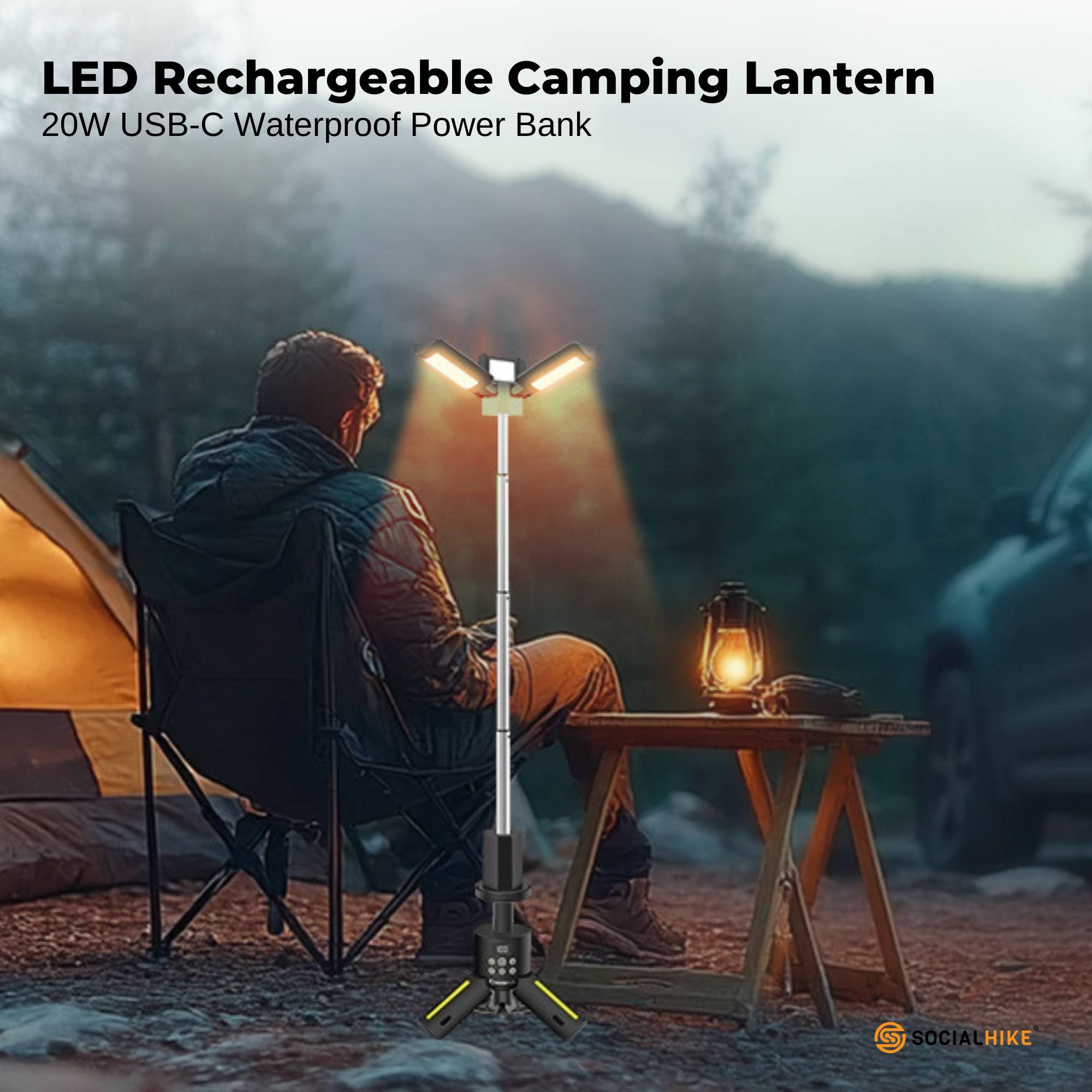 Social Hike Rechargeable Telescopic Camping Light - Outdoor LED 20W Lantern — image 3