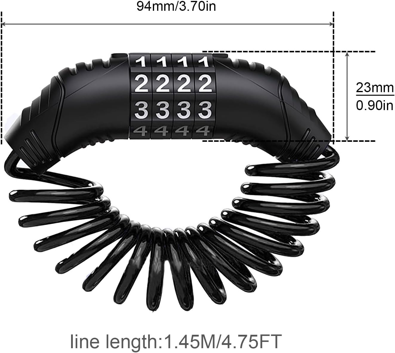 Combination lock - 2 pieces - Black - Motorcycle helmet lock - Theft security - Retractable - Luggage lock - With 4-digit combination - Security lock — image 5