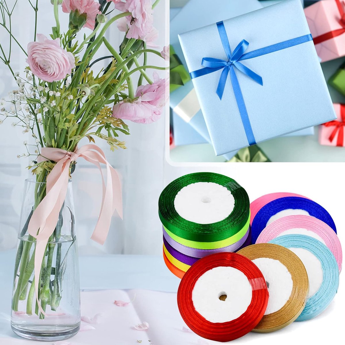 Satin ribbon - 20 Colors - Satin Ribbons - Gift Ribbon - 10mm Wide - 22 Meters Long Per piece - For Crafts / Gifts / Gift Ribbon / Craftwork / DIY / Flowers / — image 3