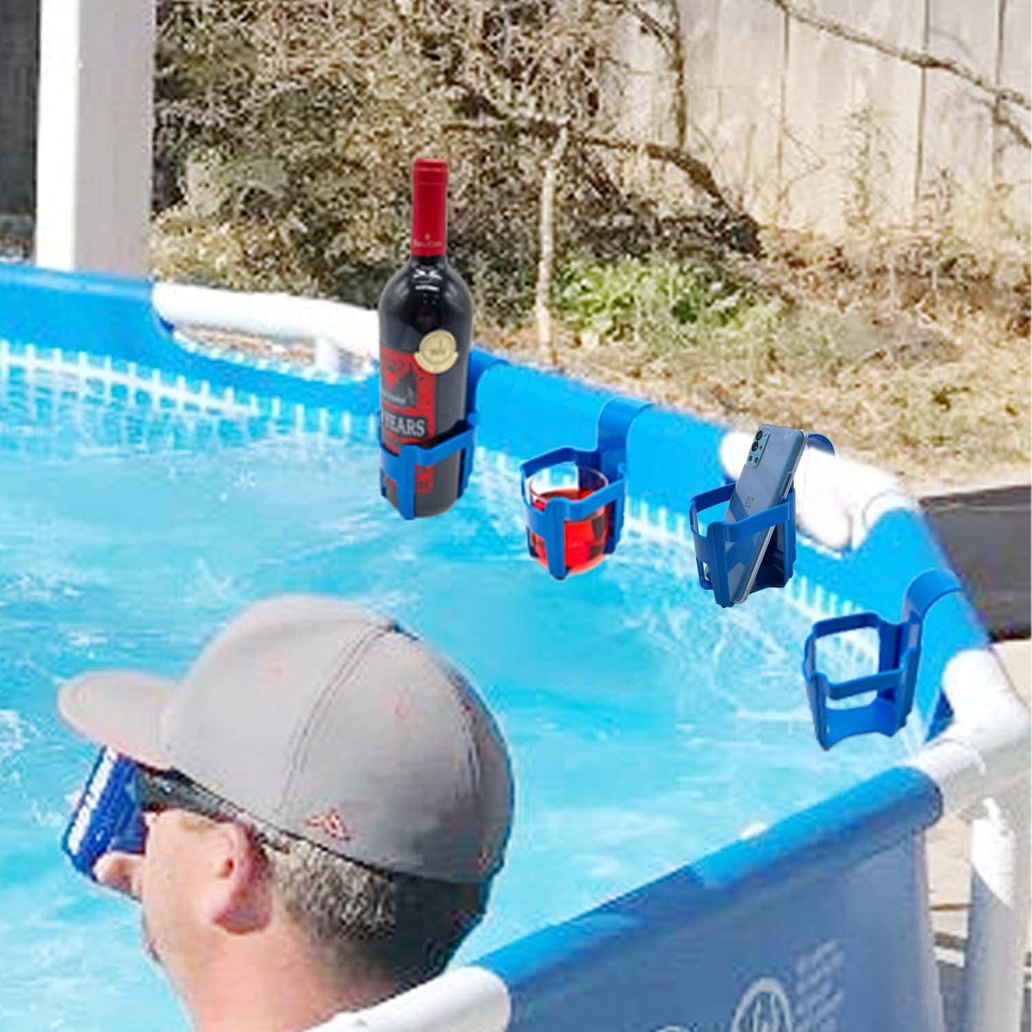 Pool Drink Holder: 4 Pack Pool Cup - above Ground Pool Accessories - Floating Drink Holder for Pool Party Fits 2” or Less (Blue) — image 5