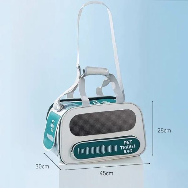 Large‑Capacity Pet Travel Carrier Bag, Portable Breathable Cat Dog Carrier, Crossbody Pet Handbag for Travel & Car Trips, Teal‑Green Pet Transport Bag