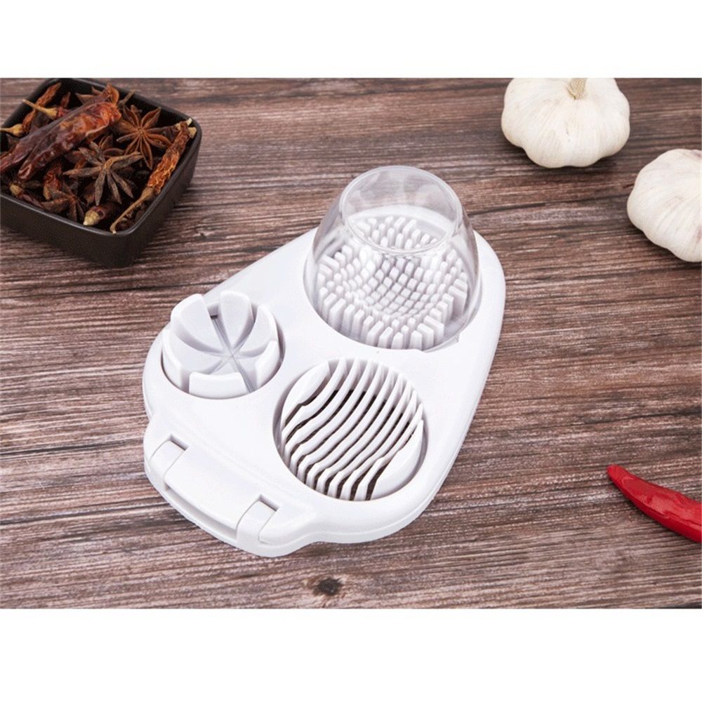3-In-1egg Slicer For Hard Boiled Eggs,Stainless Heavy Duty Egg Slicer Kitchen Gadget, Fit Strawberry, Apple, Banana, Cherry, Tomato, White β image 3