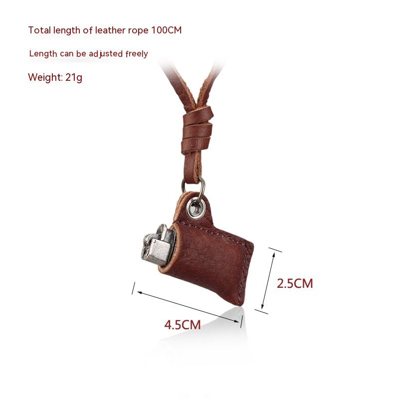 Women Men's Punk Rock Lighter Pack Pendant Necklace Fashion Jewelry Gifts,Coffee,Cowhide rope hanging chain — image 4