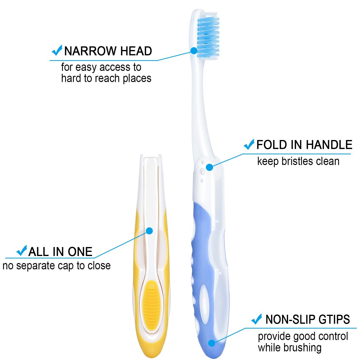 4 Pieces Folding Travel Toothbrush Portable Soft Toothbrush with Soft Bristles Brushes for Sensitive Gums — image 2