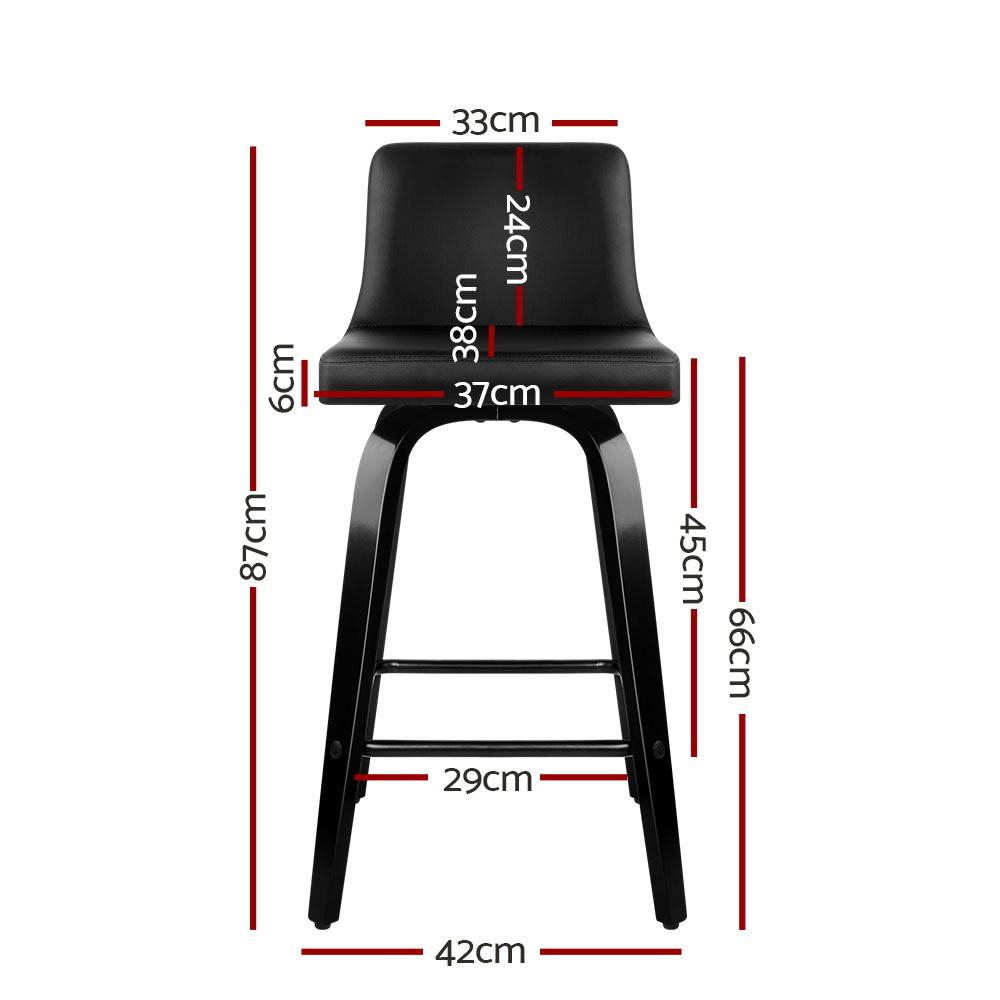 Artiss Bar Stools Kitchen Leather Barstools Swivel Wooden Chairs X4 — image 2