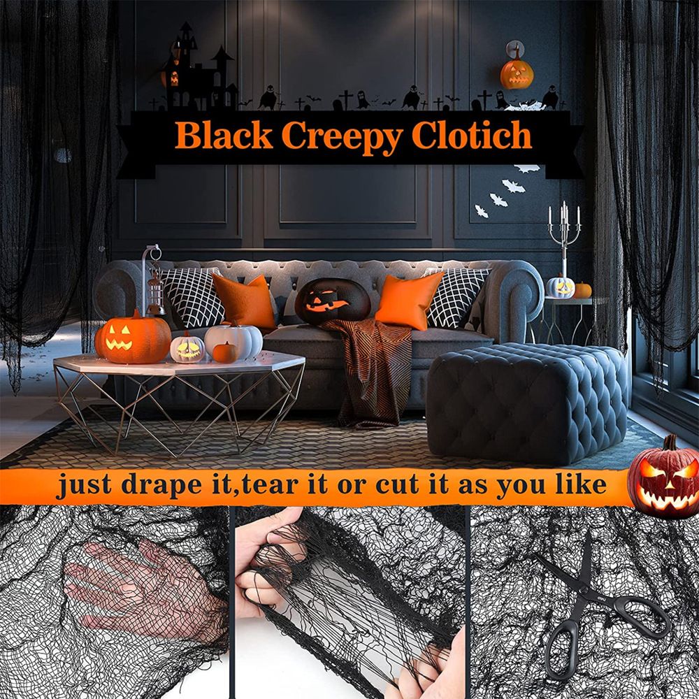 76cmx183cm Halloween Creepy Cloth - Halloween Decorations Clearance - Black Creepy Spooky Halloween Decorations Outdoor Indoor — image 5