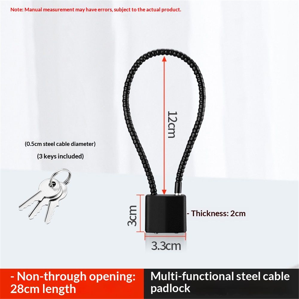 4pcs Anti theft steel wire lock rope lock bicycle lock head extended refrigerator lock buckle soft steel wire steel rope lock head helmet lock steel cable — image 5