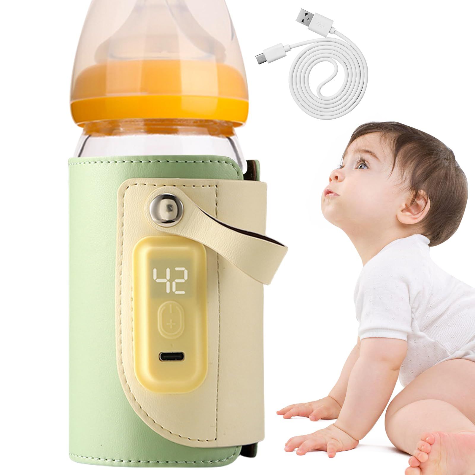 USB Bottle Warmer for Travel, Baby Bottle Warmer Portable Travel, Bottles Insulator Sleeve Rapid Heating Intelligent Nursing Bottle โ image 2